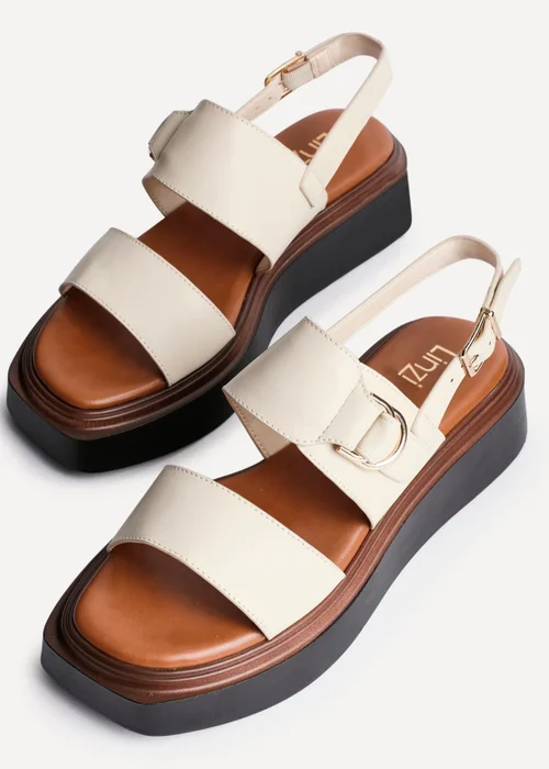 Linzi Shift Beige Faux Leather Flatform Sandals - Size 7 Image 5