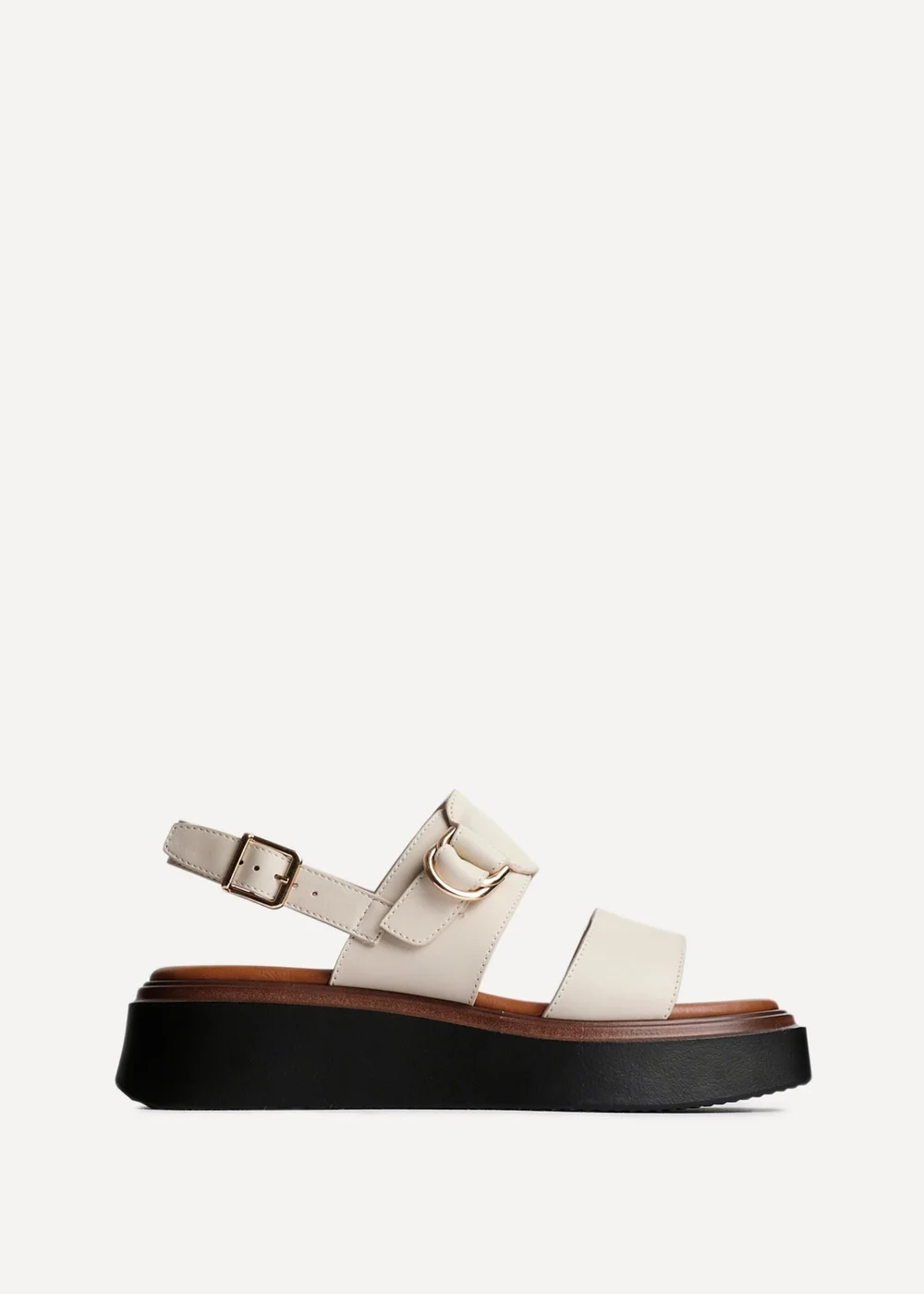 Linzi Shift Beige Faux Leather Flatform Sandals - Size 7 Image 2