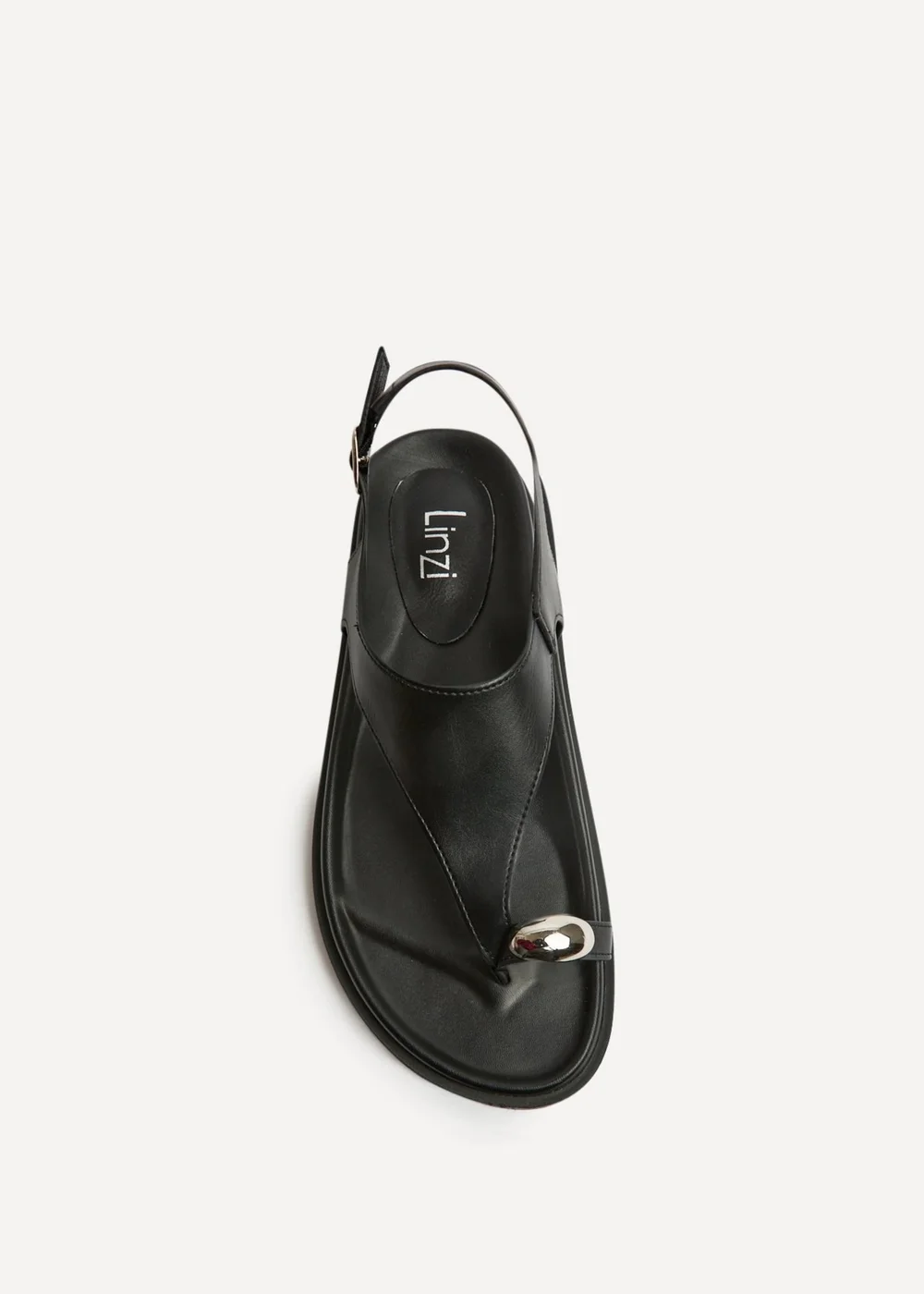 Linzi Latch Black Toe Ring Flat Sandals - 4 Image 4