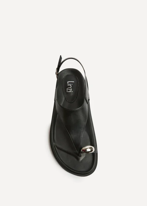 Linzi Latch Black Toe Ring Flat Sandals - 4 Image 4