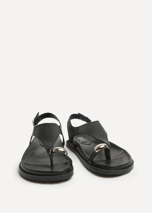 Linzi Latch Black Toe Ring Flat Sandals - 4 Image 3