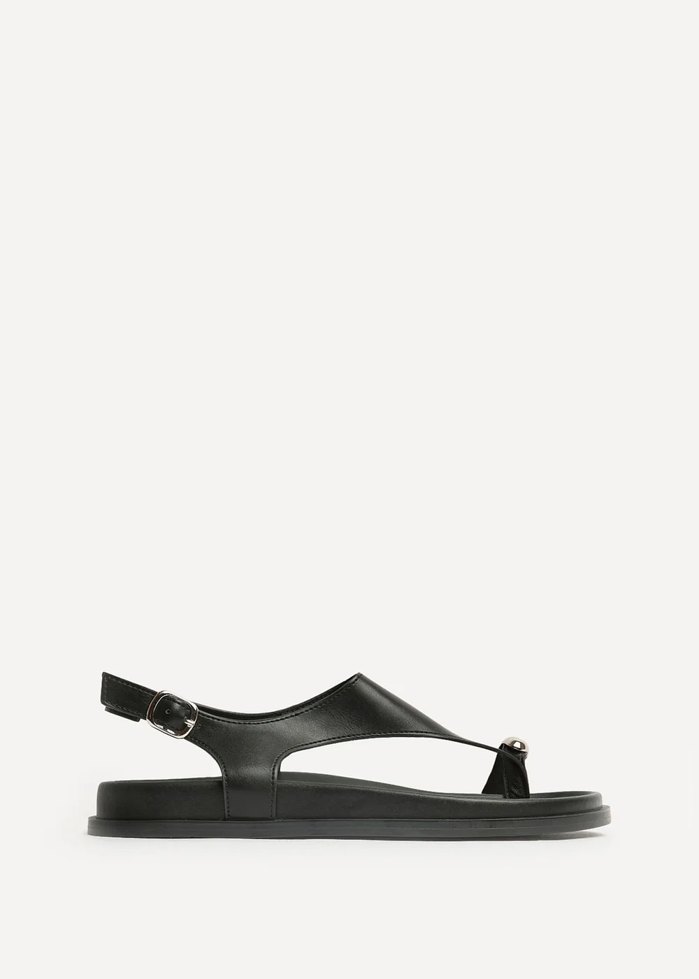 Linzi Latch Black Toe Ring Flat Sandals - 4 Image 2