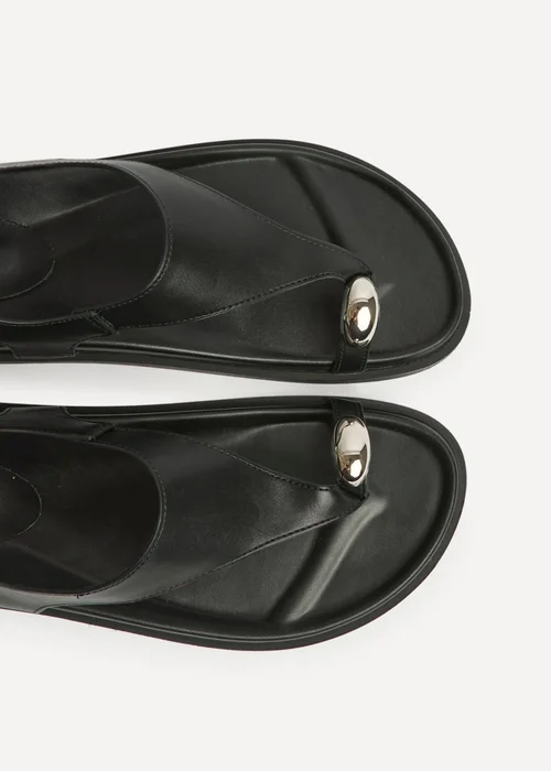 Linzi Latch Black Toe Ring Flat Sandals - 4 Image 5