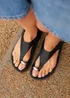 Linzi Latch Black Toe Ring Flat Sandals - 4 Image 1