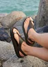 Linzi Latch Brown Toe Ring Flat Sandals - 7 Image 1