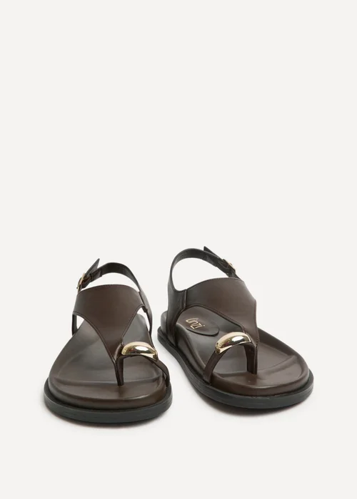 Linzi Latch Brown Toe Ring Flat Sandals - 7 Image 3