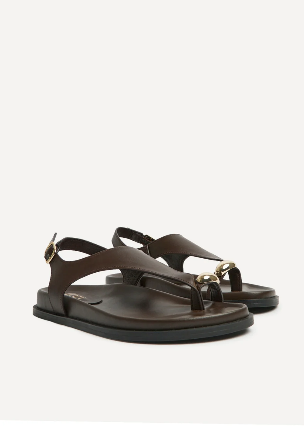 Linzi Latch Brown Toe Ring Flat Sandals - 7 Image 5