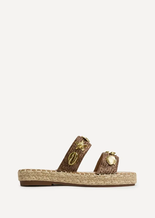 Linzi Clarity Brown Raffia Embellished Sliders - Size 7 Image 2
