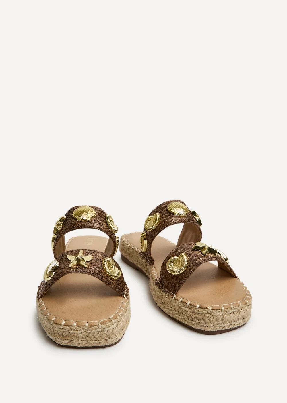 Linzi Clarity Brown Raffia Embellished Sliders - Size 7 Image 3