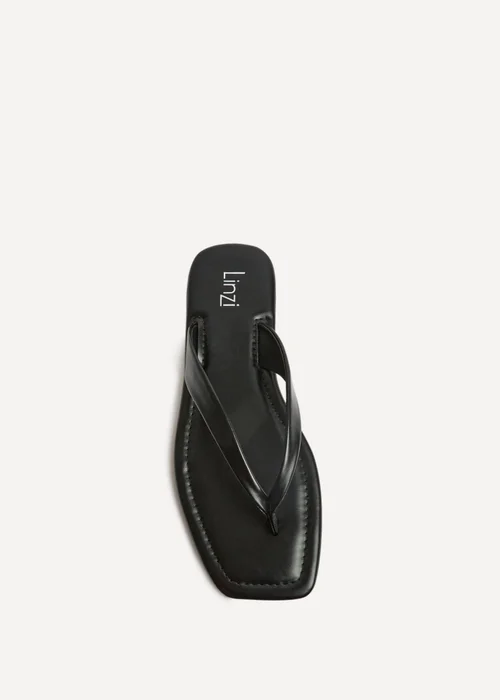 Linzi Element Black Toe Post Flat Sandals - 6 Image 4