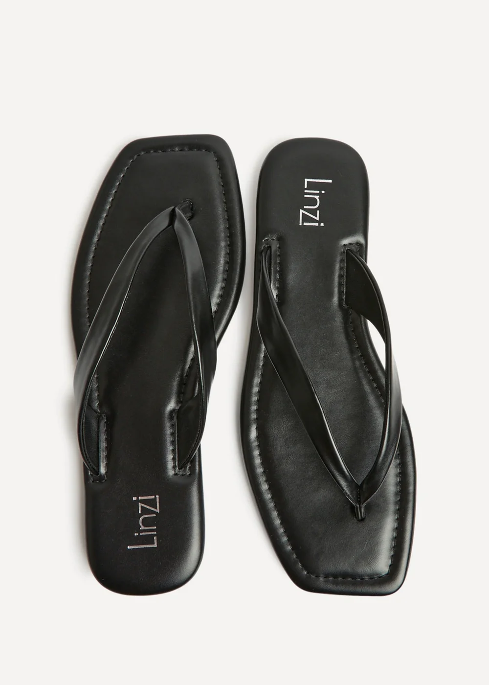 Linzi Element Black Toe Post Flat Sandals - 6 Image 5