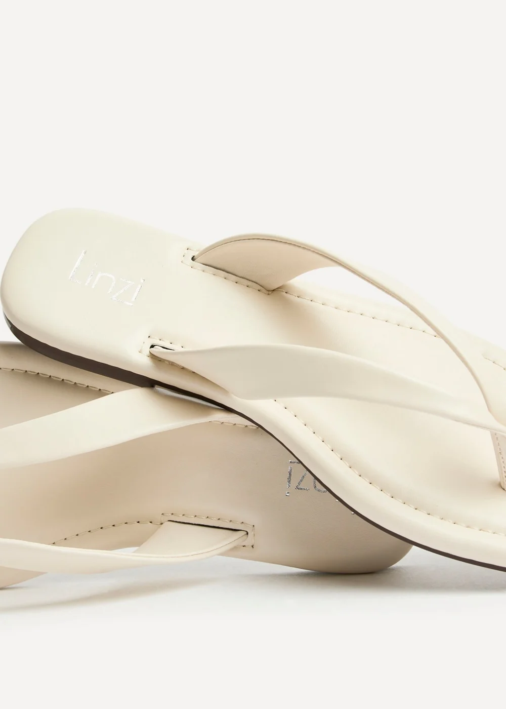 Linzi Element Ivory Toe Post Flat Sandals - 6 Image 5