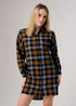 Influence Black Cotton Check Button-Up Relaxed-Fit Shirt Dress - 12 Image 1
