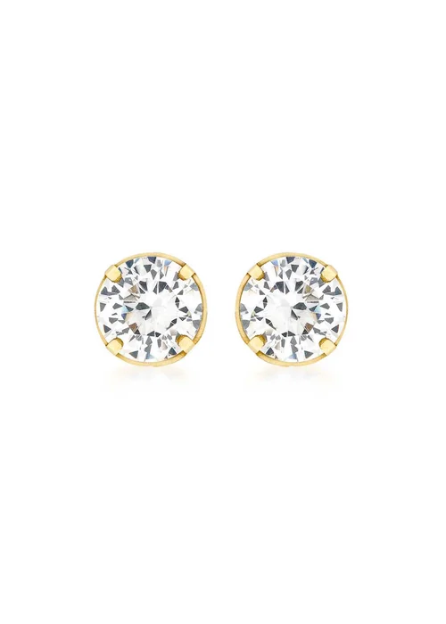 Golden Moments 9ct Yellow Gold Round CZ Stud Earrings - One Size Image 1