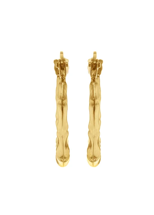 Golden Moments 9ct Yellow Gold Mini-Groove Creole Earrings - One Size Image 2