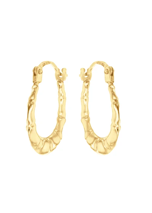 Golden Moments 9ct Yellow Gold Mini-Groove Creole Earrings - One Size Image 1