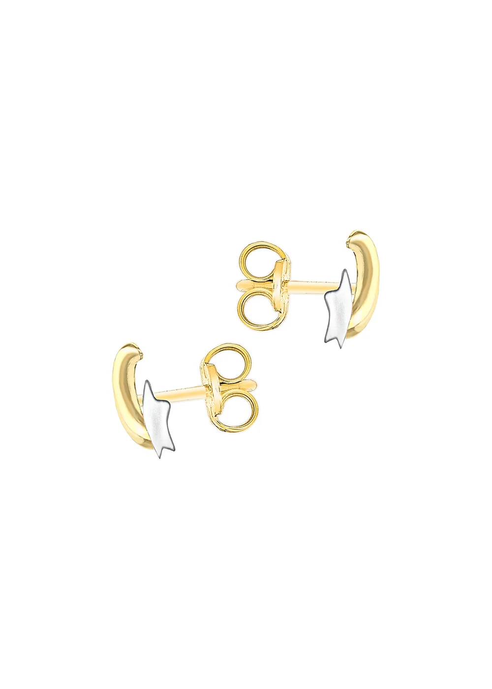 Golden Moments 9ct 2-Colour Gold Moon & Star Stud Earrings - One Size Image 3