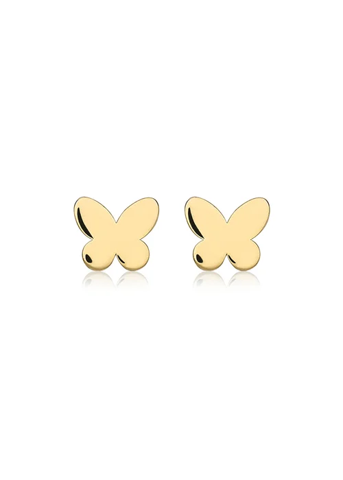 Golden Moments 9ct Yellow Gold 'Butterfly' Stud Earrings - One Size Image 1