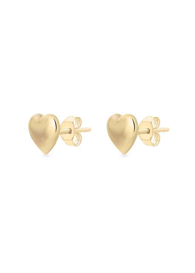 Golden Moments 9ct Yellow Gold Heart Stud Earring