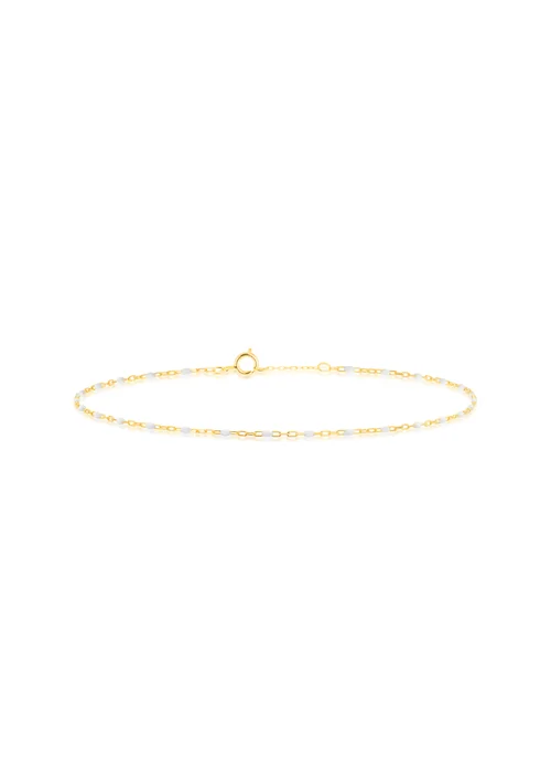 Golden Moments 9ct Yellow Gold White Enamel Mini Paper Bracelet - One Size Image 1