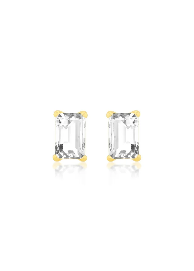 Golden Moments 9ct Yellow Gold Rectangle CZ Stud Earring