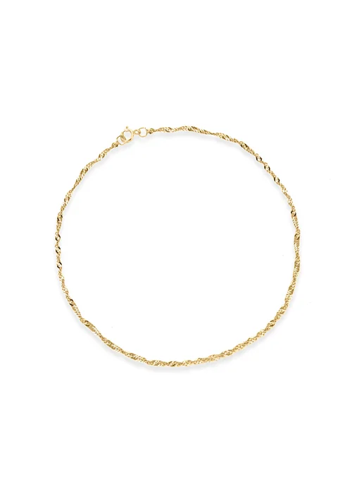 Golden Moments 9ct Yellow Gold Twist Curb Chain Bracelet - One Size Image 2