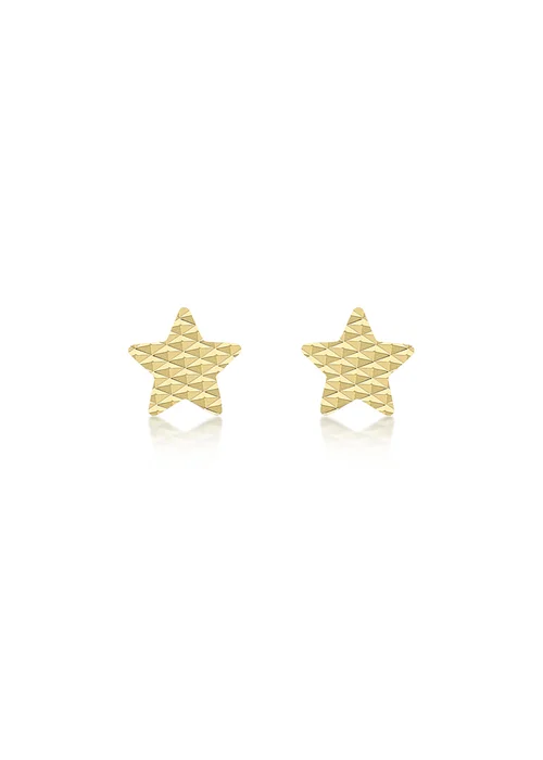 Golden Moments 9ct Yellow Gold Diamond Cut 'Star' Stud Earrings - One Size Image 1
