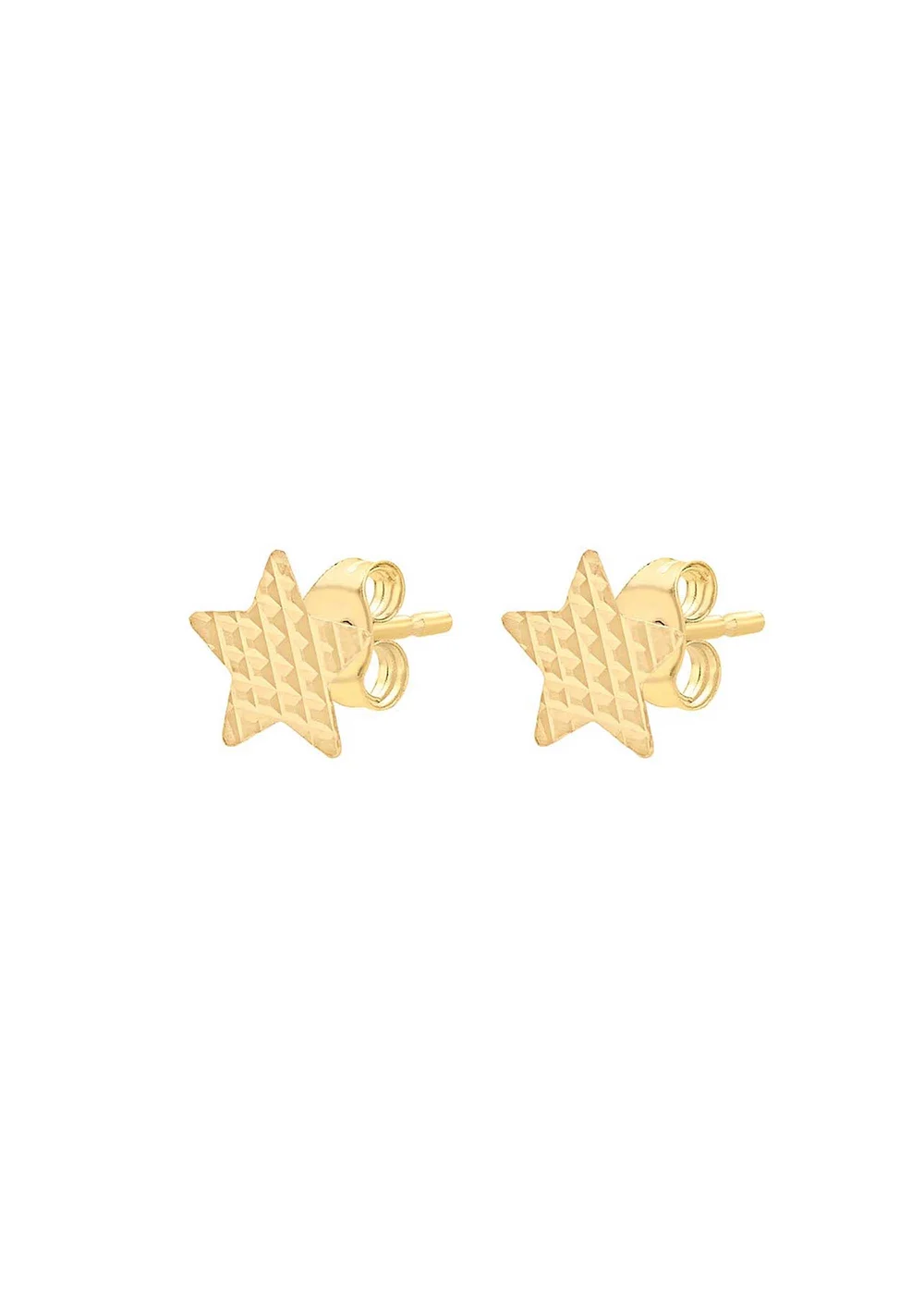 Golden Moments 9ct Yellow Gold Diamond Cut 'Star' Stud Earrings - One Size Image 2