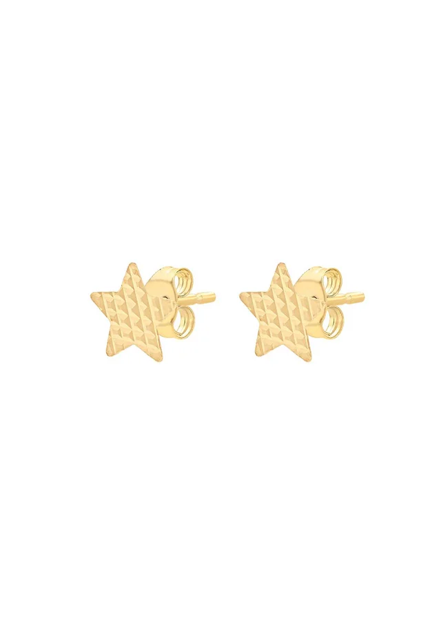 Golden Moments 9ct Yellow Gold Diamond Cut 'Star' Stud Earrings