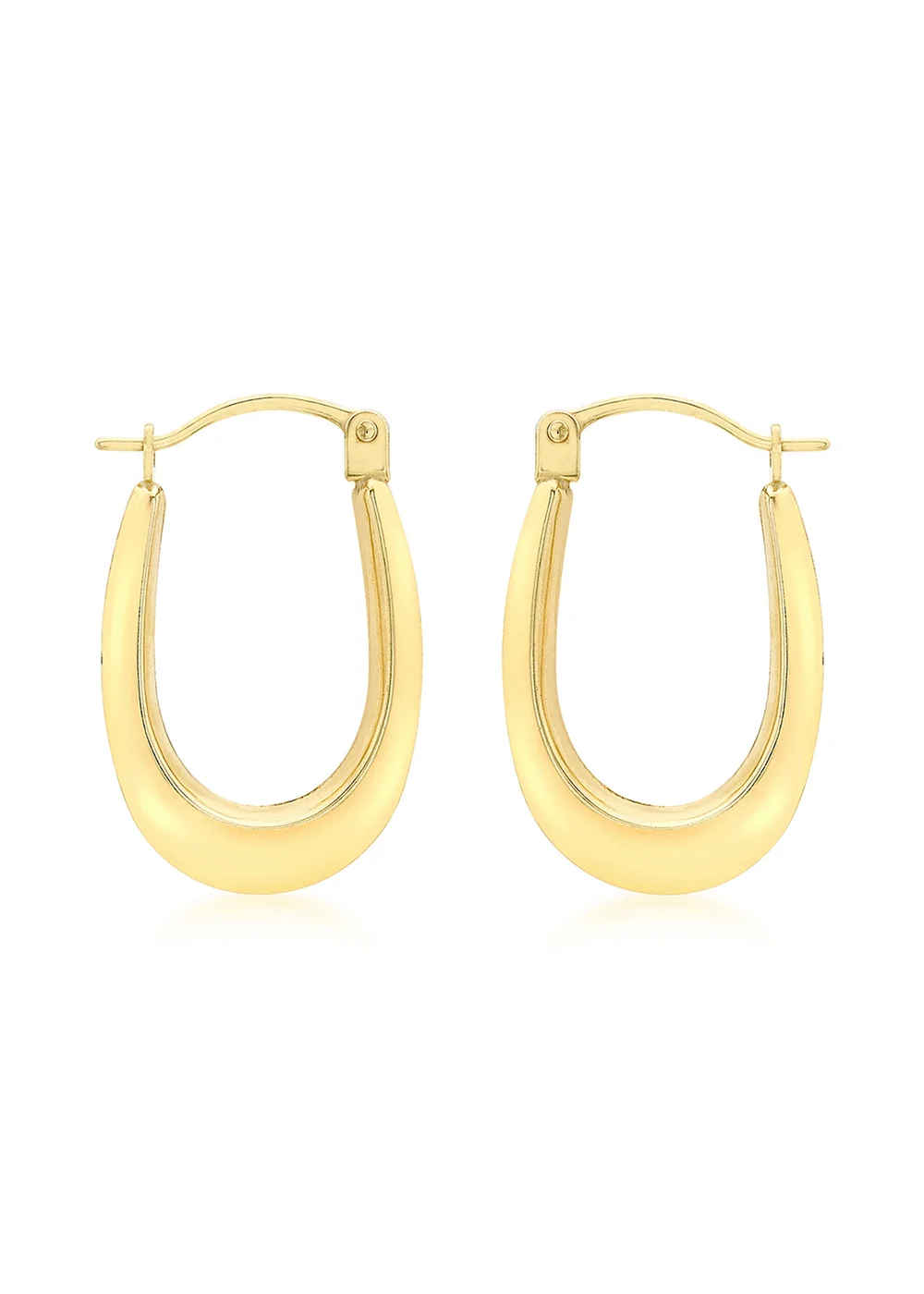 Golden Moments 9ct Yellow Gold Polished Oval Creole Earrings - One Size Image 1