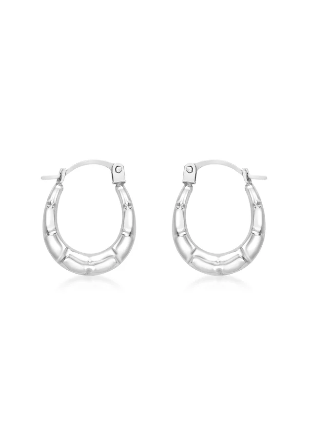 Golden Moments 9ct White Gold Mini-Groove Creole Earrings