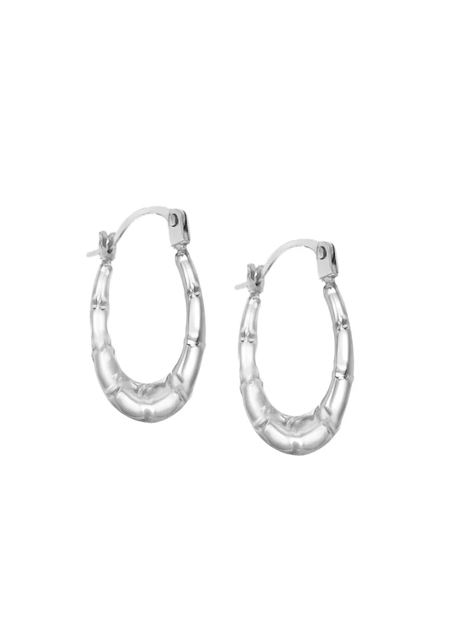 Golden Moments 9ct White Gold Mini-Groove Creole Earrings