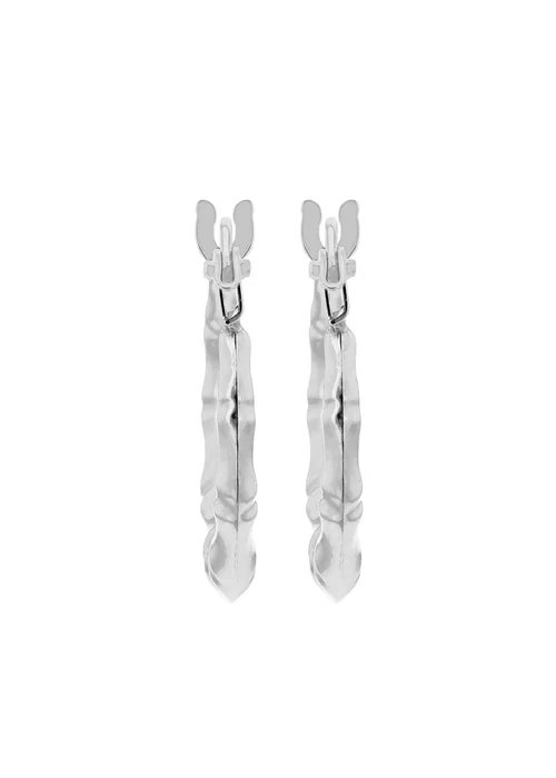 Golden Moments 9ct White Gold Mini-Groove Creole Earrings - One Size Image 3