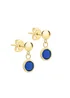Golden Moments 9ct Yellow Gold Blue Crystal & Ball Drop Earrings - One Size Image 2