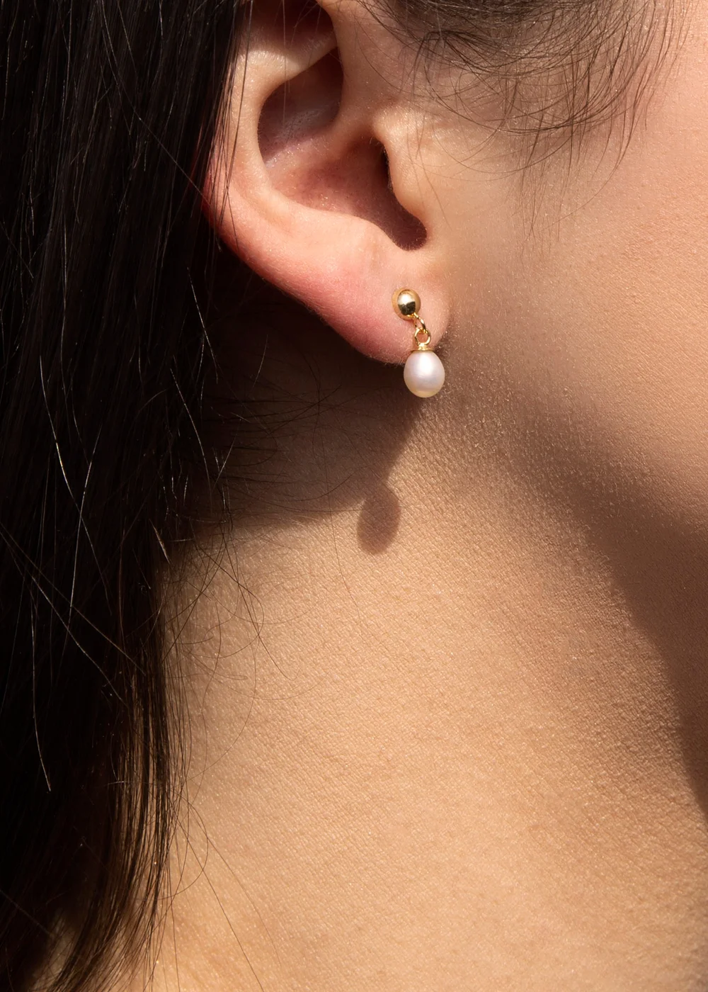 Golden Moments 9ct Yellow Gold Freshwater Pearl Drop Earrings - One Size Image 4