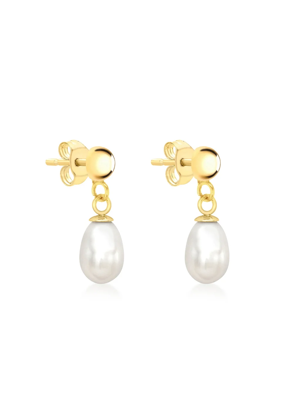 Golden Moments 9ct Yellow Gold Freshwater Pearl Drop Earrings - One Size Image 2
