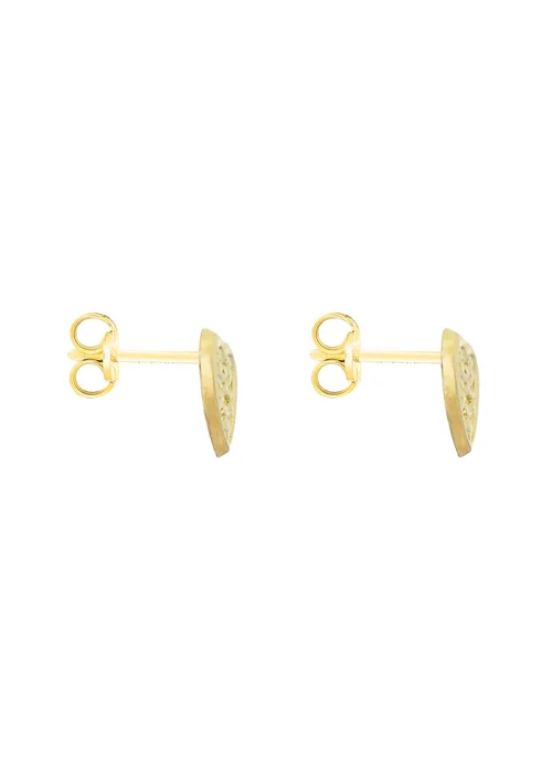 Golden Moments 9ct Yellow Gold 'Flower Heart' Stud Earrings - One Size Image 3