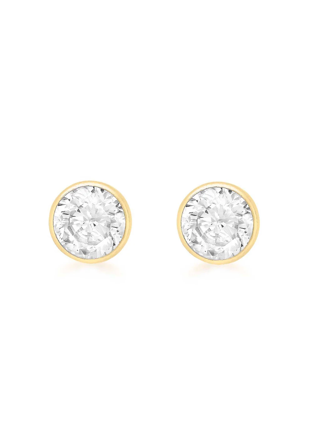 Golden Moments 9ct Yellow Gold CZ Round Stud Earrings - One Size Image 1