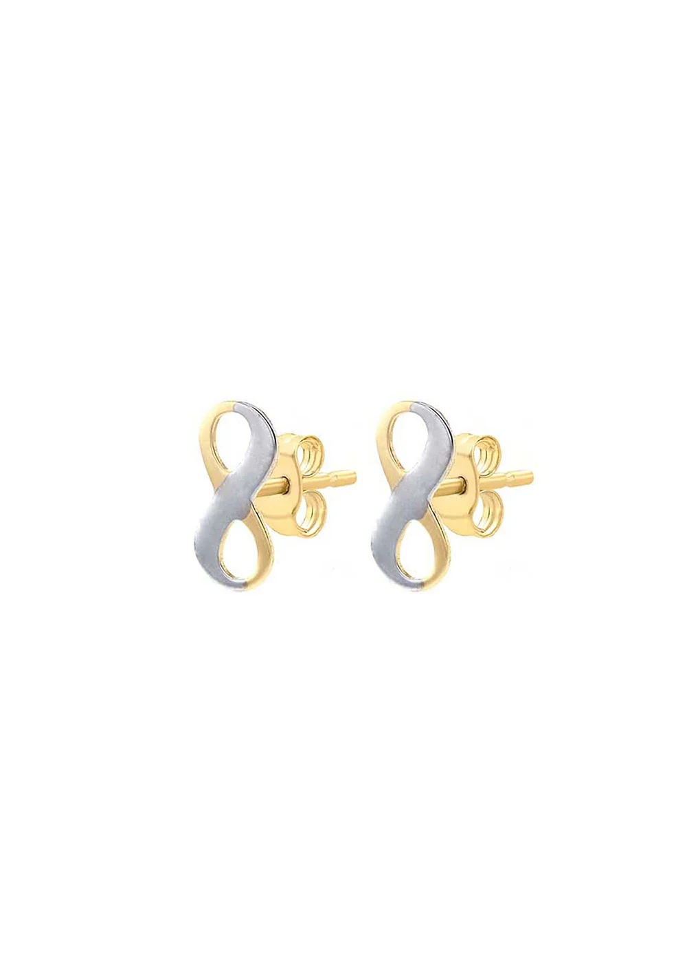 Golden Moments 9ct 2-Tone Gold 'Infinity' Stud Earrings - One Size Image 2