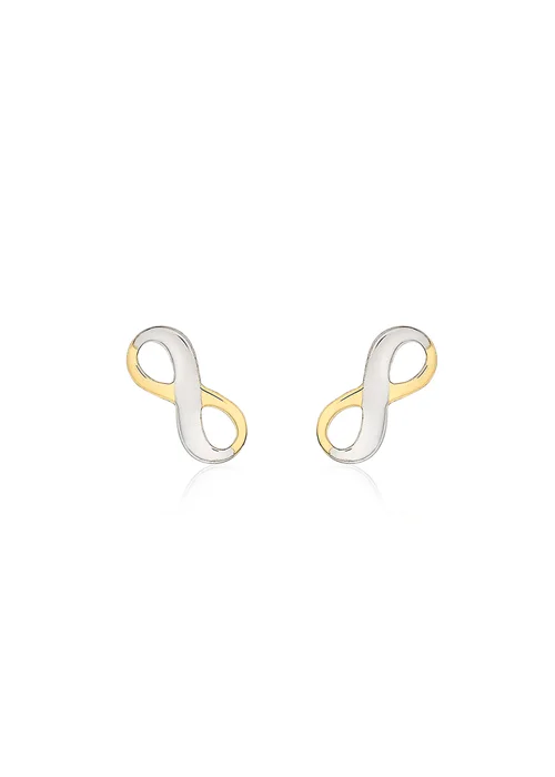 Golden Moments 9ct 2-Tone Gold 'Infinity' Stud Earrings - One Size Image 1