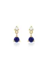 Golden Moments 9ct Yellow Gold Blue & White CZ Drop Stud Earrings - One Size Image 1
