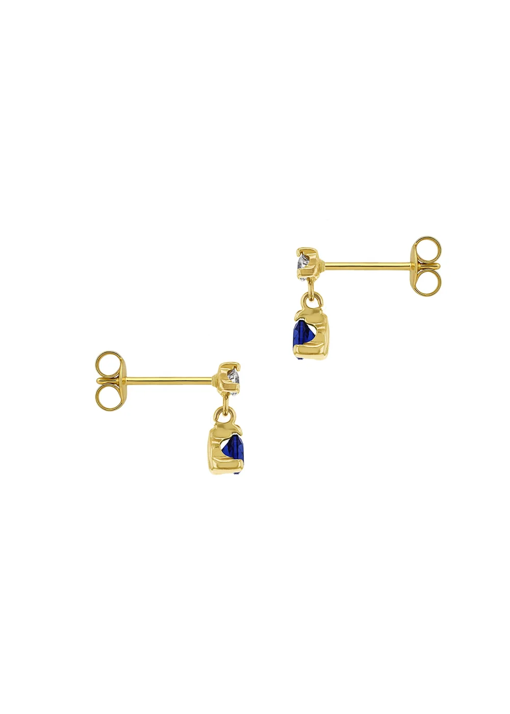 Golden Moments 9ct Yellow Gold Blue & White CZ Drop Stud Earrings - One Size Image 3