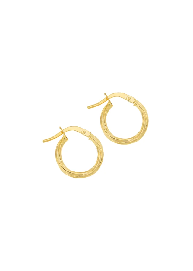 Golden Moments 9ct Yellow Gold Polished Twisted Hoop Earrings