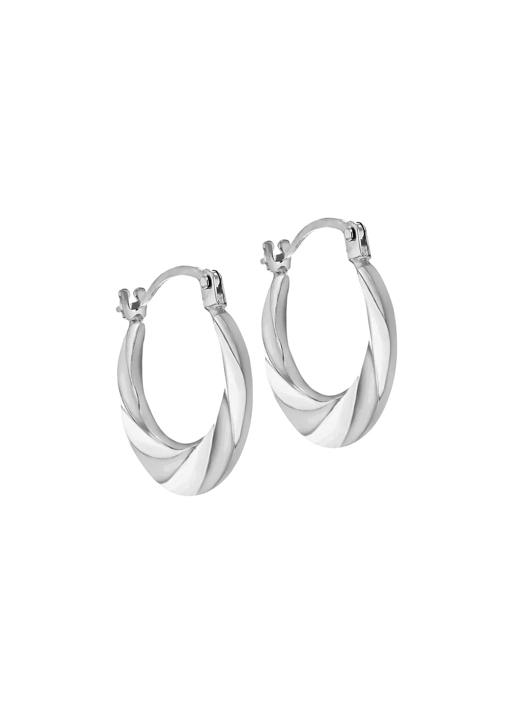 Golden Moments 9ct White Gold Twist Creole Earrings - One Size Image 2