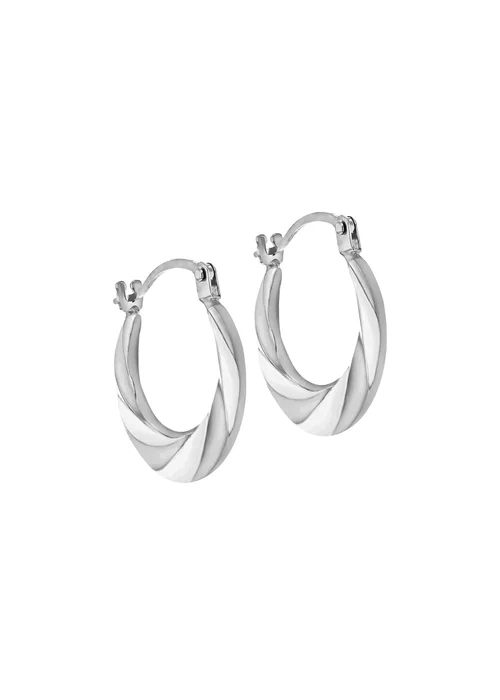 Golden Moments 9ct White Gold Twist Creole Earrings - One Size Image 2