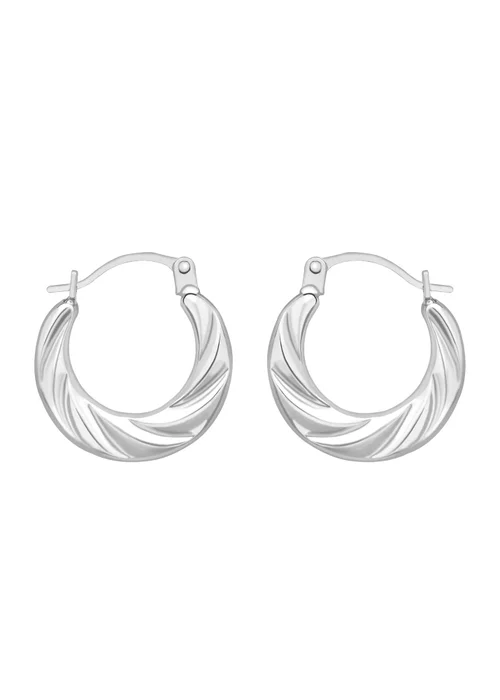 Golden Moments 9ct White Gold Twist Creole Earrings - One Size Image 1