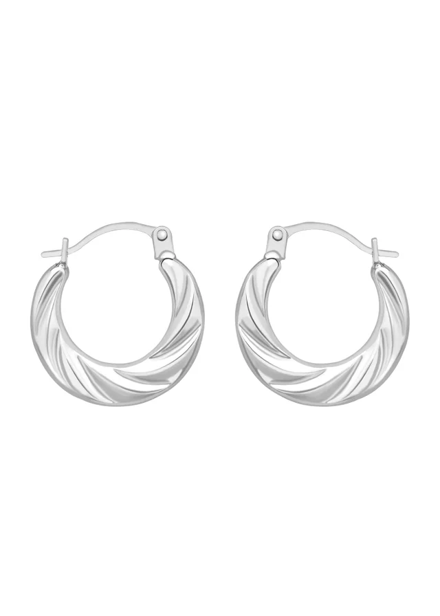 Golden Moments 9ct White Gold Twist Creole Earrings