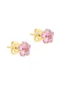 Golden Moments 9ct Yellow Gold Pink CZ Flower Stud Earrings - One Size Image 2