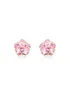 Golden Moments 9ct Yellow Gold Pink CZ Flower Stud Earrings - One Size Image 1
