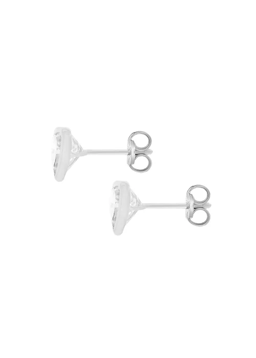 Golden Moments 9ct White Gold Heart Stud Earrings - One Size Image 3